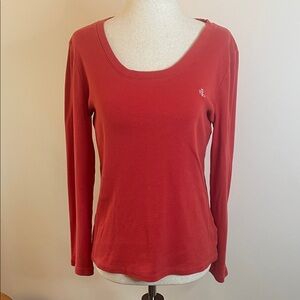Lauren Ralph Lauren Red Long Sleeve Tee Shirt L Classic Fit